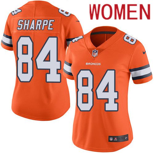 Women Denver Broncos #84 Shannon Sharpe Orange Nike Rush Vapor Limited NFL Jersey->women nfl jersey->Women Jersey